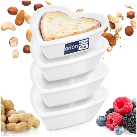 Orion Miseczki do Serwowania Serce 4 szt. Porcelana do Mikrofalówki Piekarnika