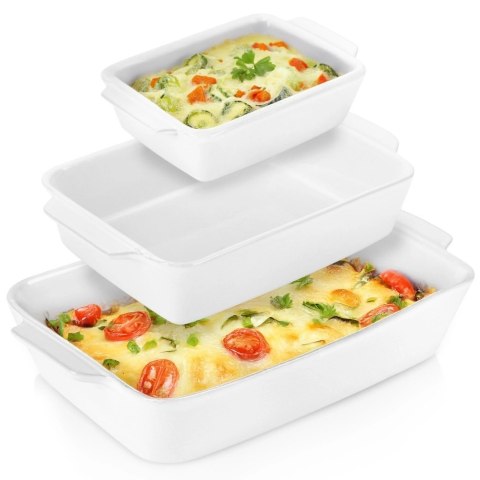Orion Naczynia Żaroodporne Ceramiczne Zestaw 3 szt. Białe Formy do Pieczenia