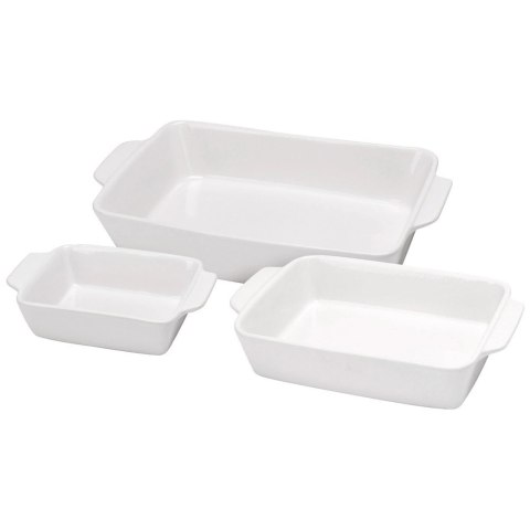 Orion Naczynia Żaroodporne Ceramiczne Zestaw 3 szt. Białe Formy do Pieczenia