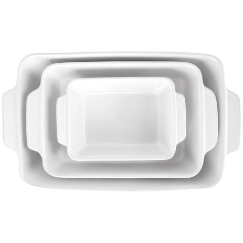 Orion Naczynia Żaroodporne Ceramiczne Zestaw 3 szt. Białe Formy do Pieczenia