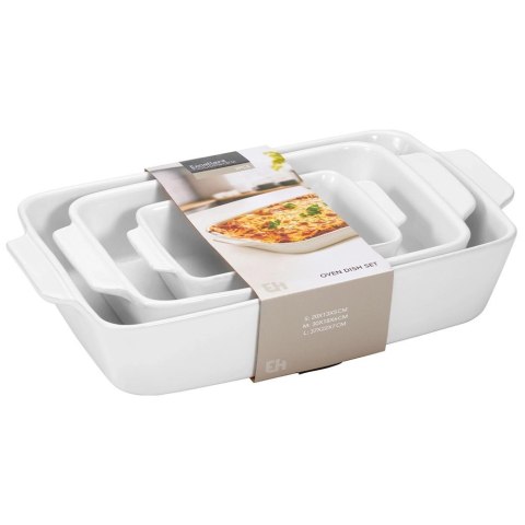 Orion Naczynia Żaroodporne Ceramiczne Zestaw 3 szt. Białe Formy do Pieczenia