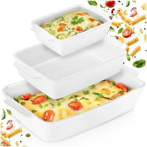 Orion Naczynia Żaroodporne Ceramiczne Zestaw 3 szt. Białe Formy do Pieczenia