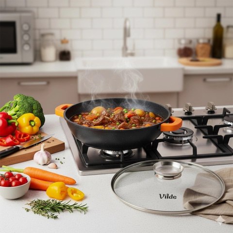 Orion Patelnia Głęboka Granitowa 4,7 L 32 cm Pokrywka Aroma Dozownik VILDE