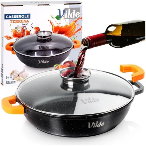 Orion Patelnia Głęboka Granitowa 4,7 L 32 cm Pokrywka Aroma Dozownik VILDE