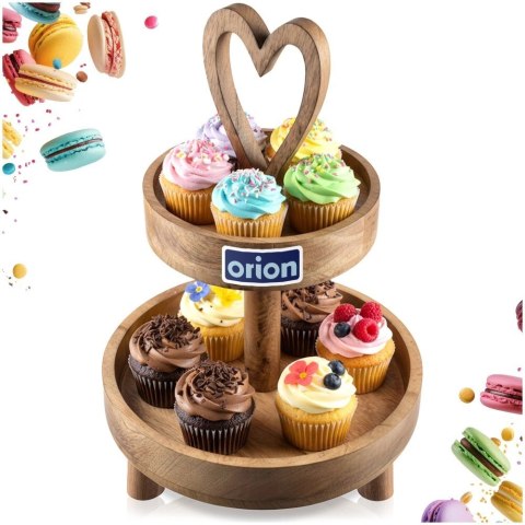 Orion Patera Drewniana Dwupiętrowa 42 cm Mango Loft Serce Dekoracja