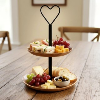Orion Patera Dwupiętrowa 37 cm Drewno Mango Loft Serce na Owoce Ciasta