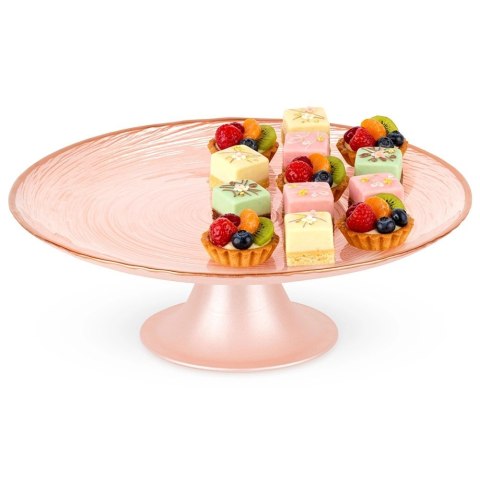 Orion Patera na Tort Ciasto na Nóżce Szkło Perłowy Róż 21 cm Home Styling