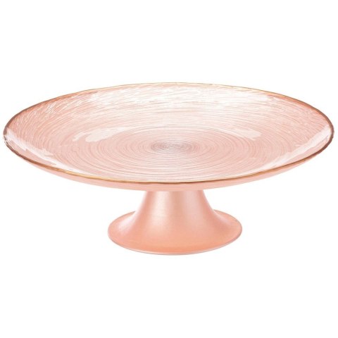 Orion Patera na Tort Ciasto na Nóżce Szkło Perłowy Róż 21 cm Home Styling