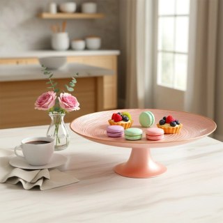 Orion Patera na Tort Ciasto na Nóżce Szkło Perłowy Róż 28 cm Home Styling