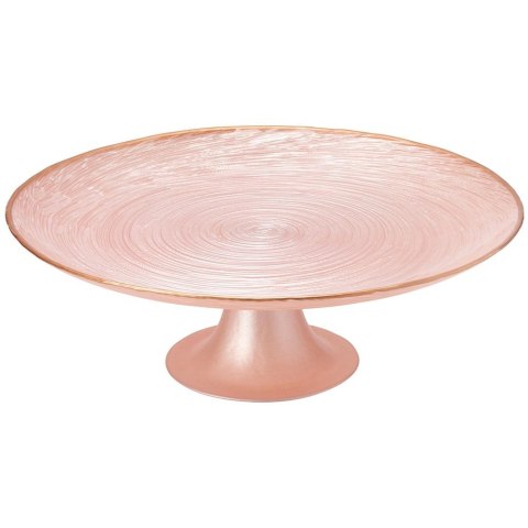 Orion Patera na Tort Ciasto na Nóżce Szkło Perłowy Róż 28 cm Home Styling