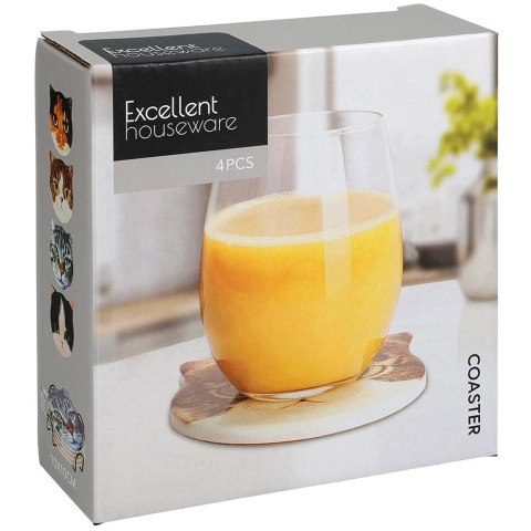 Orion Podstawki pod Kubek Kotki Komplet 4 szt. Ceramiczne w Stojaku