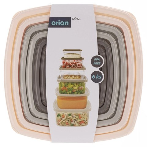 Orion Pojemniki Zestaw 6 szt. Kwadrat Tworzywo ORION Zmywarka/Mrożenie 3,2 L