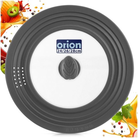 Orion Pokrywka Uniwersalna Silikonowa 3w1 24/26/28 cm Szklana Szara