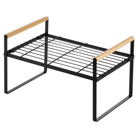 Orion Półka Wkład do Szafki Kuchennej z Uchwytami Bambus Metal Czarny 33 cm