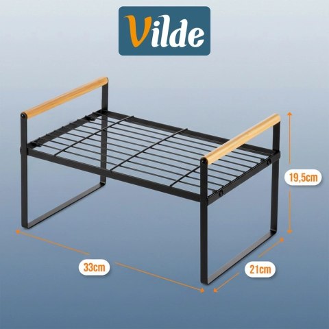 Orion Półka Wkład do Szafki Kuchennej z Uchwytami Bambus Metal Czarny 33 cm