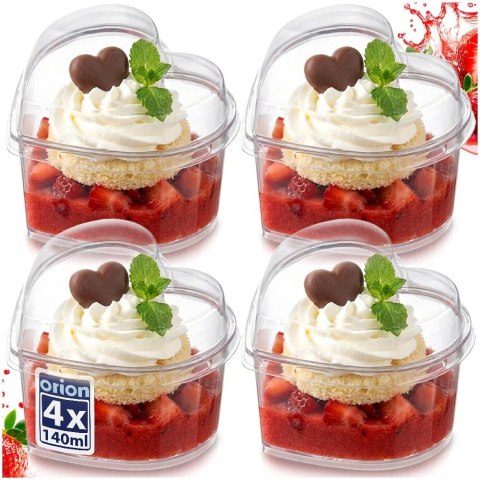 Orion Pucharki Serce z Pokrywkami 130ml Zestaw 4 szt. Finger Food ORION