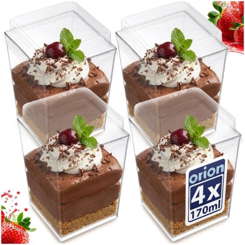 Orion Pucharki z Pokrywkami 160ml Zestaw 4 szt. na Desery i Musy ORION Party