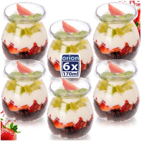 Orion Pucharki z Pokrywkami 160ml Zestaw 6 szt. do Monoporcji i Deserów