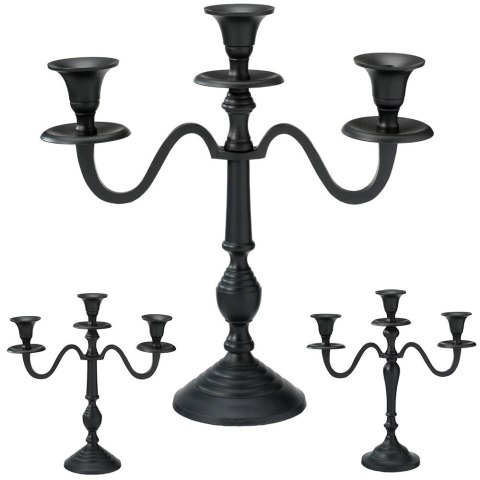 Orion Świecznik Kandelabr 30 cm Aluminium Czarny na 3 Długie Świece Nowoczesny