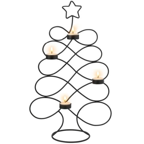 Orion Świecznik Metalowy Choinka Czarny 49 cm na 4 Tealighty ORION