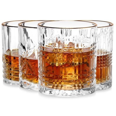 Orion Szklanki do Whisky 290 ml ze Złotym Rantem Komplet 4 sztuk VILDE Drink