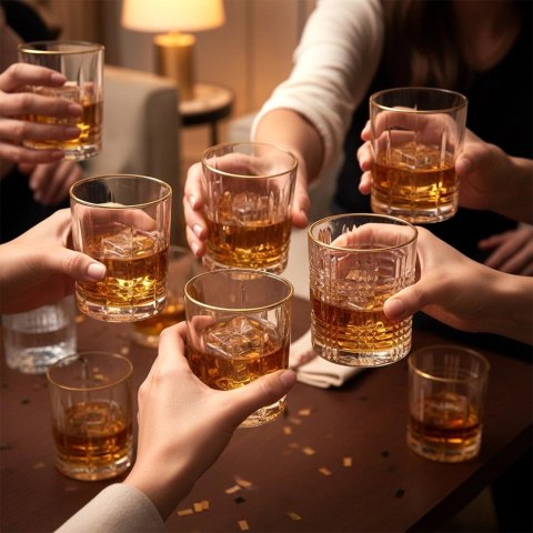 Orion Szklanki do Whisky 290 ml ze Złotym Rantem Komplet 4 sztuk VILDE Drink