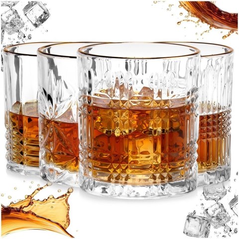 Orion Szklanki do Whisky 290 ml ze Złotym Rantem Komplet 4 sztuk VILDE Drink