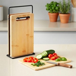 Orion Deski do krojenia bambusowe ze stojakiem 22x14 cm 5 el.