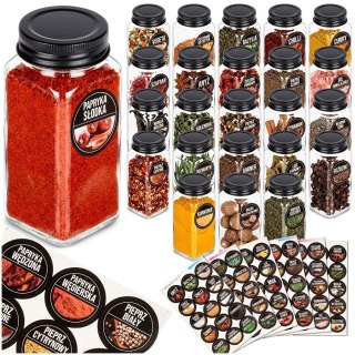 Orion Pojemnik na przyprawy szklany 120 ml 24 szt. + 90 naklejek