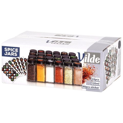 Orion Pojemnik na przyprawy szklany 120 ml 24 szt. + 90 naklejek