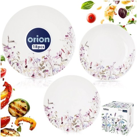 Orion Zestaw Talerzy Porcelanowych 18 el. Louka Komplet Obiadowy na 6 Osób