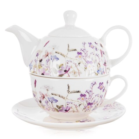 Grupa Orion Sp. z o.o. Zestaw do Herbaty 2w1 Dzbanek 400ml i Filiżanka Louka Porcelana