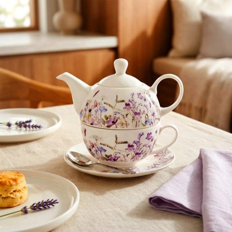 Grupa Orion Sp. z o.o. Zestaw do Herbaty 2w1 Dzbanek 400ml i Filiżanka Louka Porcelana