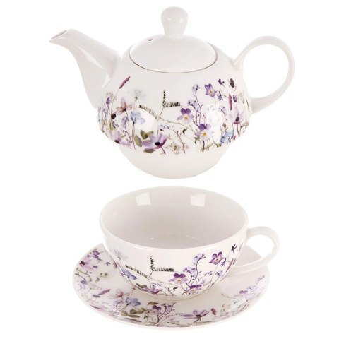 Grupa Orion Sp. z o.o. Zestaw do Herbaty 2w1 Dzbanek 400ml i Filiżanka Louka Porcelana