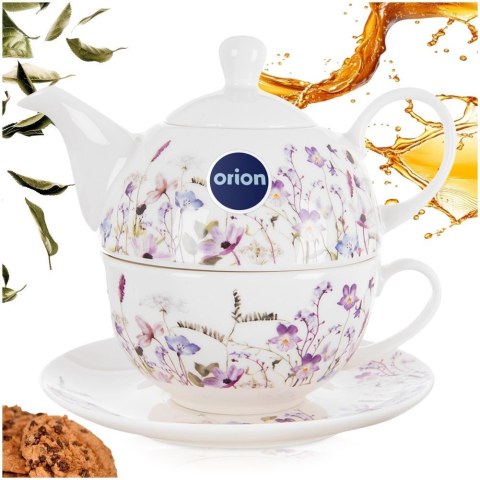 Grupa Orion Sp. z o.o. Zestaw do Herbaty 2w1 Dzbanek 400ml i Filiżanka Louka Porcelana