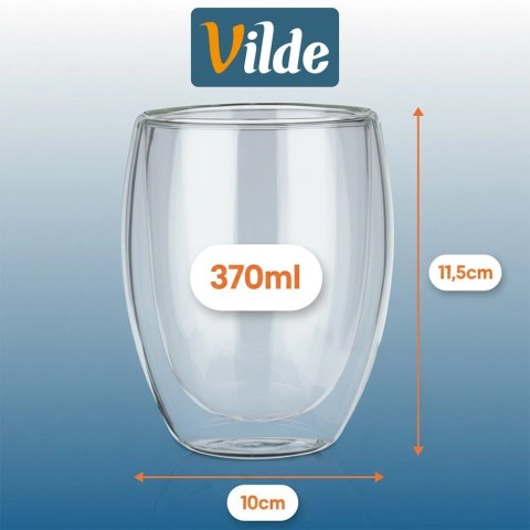 Orion 2 x Szklanka Termiczna 370ml Podwójne Szkło Kawa Herbata VILDE
