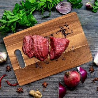 Orion Deska do Krojenia Akacjowa 36 x 24 cm Drewniana Uchwyt Beef ORION
