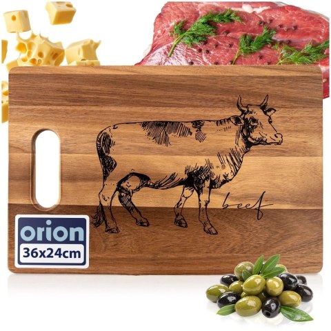 Orion Deska do Krojenia Akacjowa 36 x 24 cm Drewniana Uchwyt Beef ORION