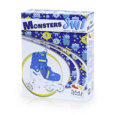MONSTER 3w1 WROTKI + ROLKI + ŁYŻWY regulowane 26-29 SMJ sport