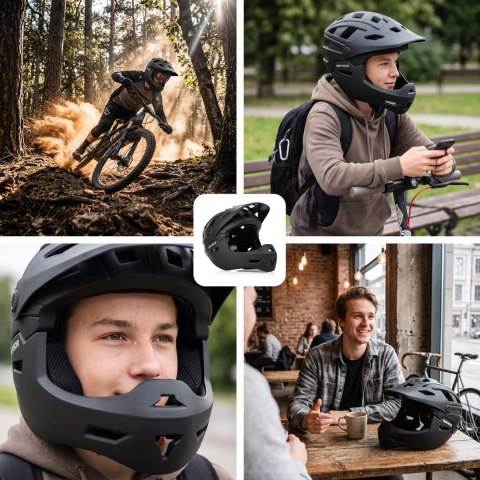 Kask rowerowy full-face Meteor Hydra S 51-55 cm czarny
