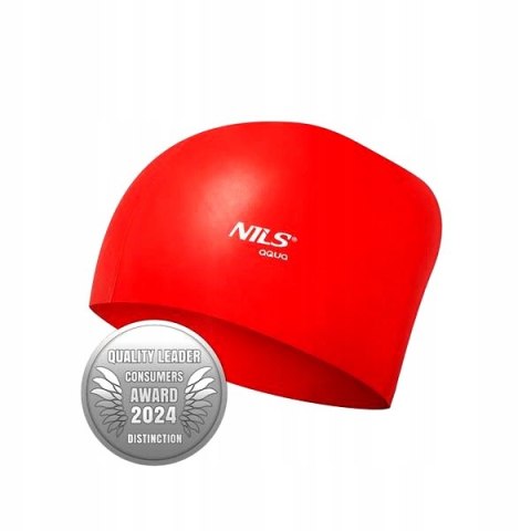 NQC JEDNOKOLOROWY CZERWONY CZEPEK SILIKONOWY DO DŁUGICH WŁOSÓW NILS AQUA