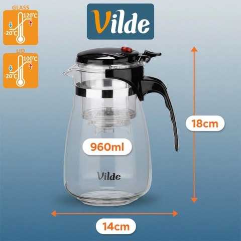Orion Dzbanek Szklany VILDE Zaparzacz 960 ml System Spustowy Gorące Zimne