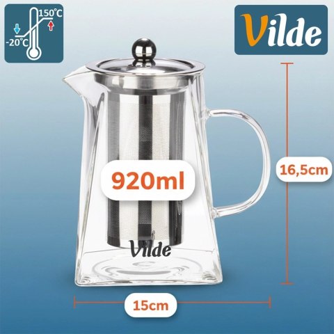 Orion Dzbanek Szklany Zaparzacz Sitko Kwadrat 920ml Herbaty Ziół VILDE