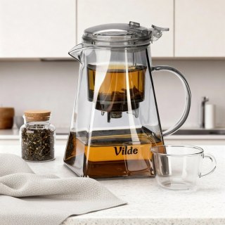 Orion Dzbanek Zaparzacz Szkło 880 ml System Spustowy Kwadratowy VILDE