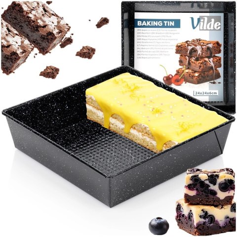 Orion Forma Kwadratowa do Pieczenia 24 cm Stal Granitowa Nieprzywierająca