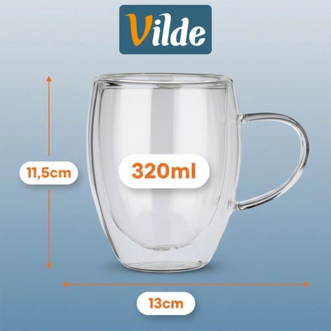Orion Komplet 2 Szklanek Termicznych z Uchem 320ml Podwójne Szkło VILDE
