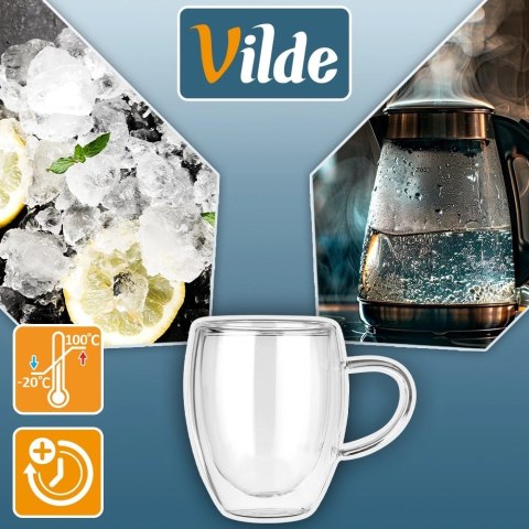 Orion Komplet 2 Szklanek Termicznych z Uchem 320ml Podwójne Szkło VILDE