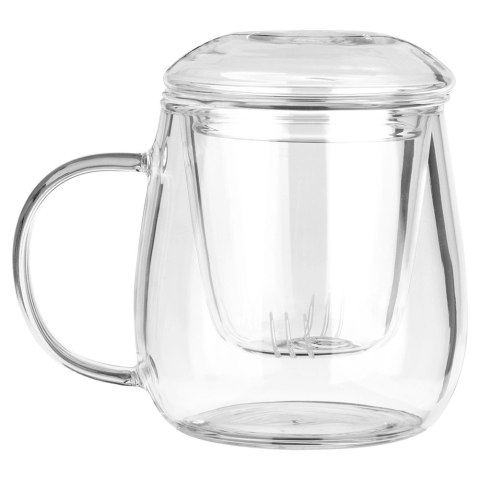 Orion Kubek Duży Zaparzaczem i Pokrywką Szklany Solidny ORION 400 ml
