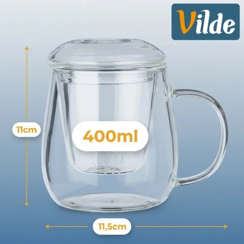 Orion Kubek Duży Zaparzaczem i Pokrywką Szklany Solidny ORION 400 ml