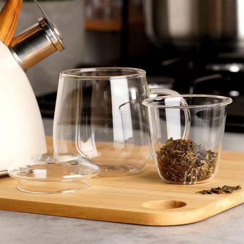 Orion Kubek Duży Zaparzaczem i Pokrywką Szklany Solidny ORION 400 ml